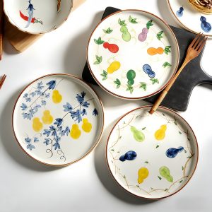 Japanese Style Hand-Painted Ceramic Fruit Plate