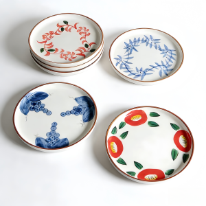 Vintage Plant Design Porcelain Tableware Plate