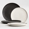 Ceramic Charger Plate for Hotel Restaurant Stone Texture Design with White Black Color 8.5/10.5/12 Inch Dinner Plate for Steak