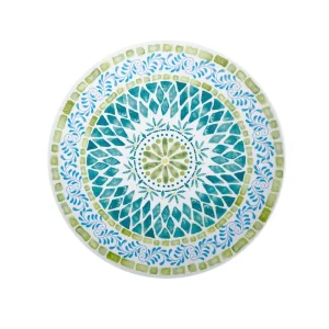 Bestwares Wholesale High Quality Boho Green Mosaic 8/10 Inch Melamine Dinner Plates Dishwasher Safe for Wedding Hotel Home