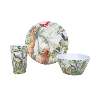Factory Direct Tropical Jungle Animal Pattern Melamine Dinnerware Set Plates Bowls Home Kitchen Tableware for Salad Fruit Pizza