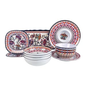 Floral Decal Melamine Dinnerware Set 16 Piece